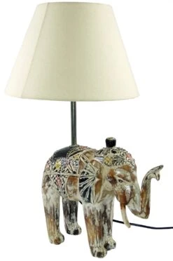 Tischlampe / Tischleuchte, In Bali Handgemacht Aus Naturmaterial - Modell Elefant - 55x38x30 Cm -Laden Für Heimbeleuchtung 7 18dsc06222