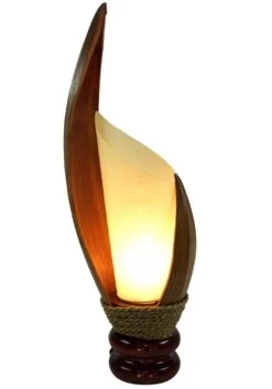 Palmenblatt Tischlampe / Tischleuchte, In Bali Handgemacht Aus Naturmaterial, Palmholz - Modell Palmera 5 - 50x11x17 Cm -Laden Für Heimbeleuchtung 9 17 dsc04591