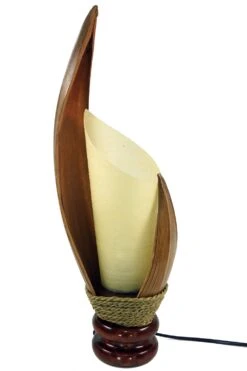 Palmenblatt Tischlampe / Tischleuchte, In Bali Handgemacht Aus Naturmaterial, Palmholz - Modell Palmera 5 - 50x11x17 Cm -Laden Für Heimbeleuchtung 9 17 dsc04597