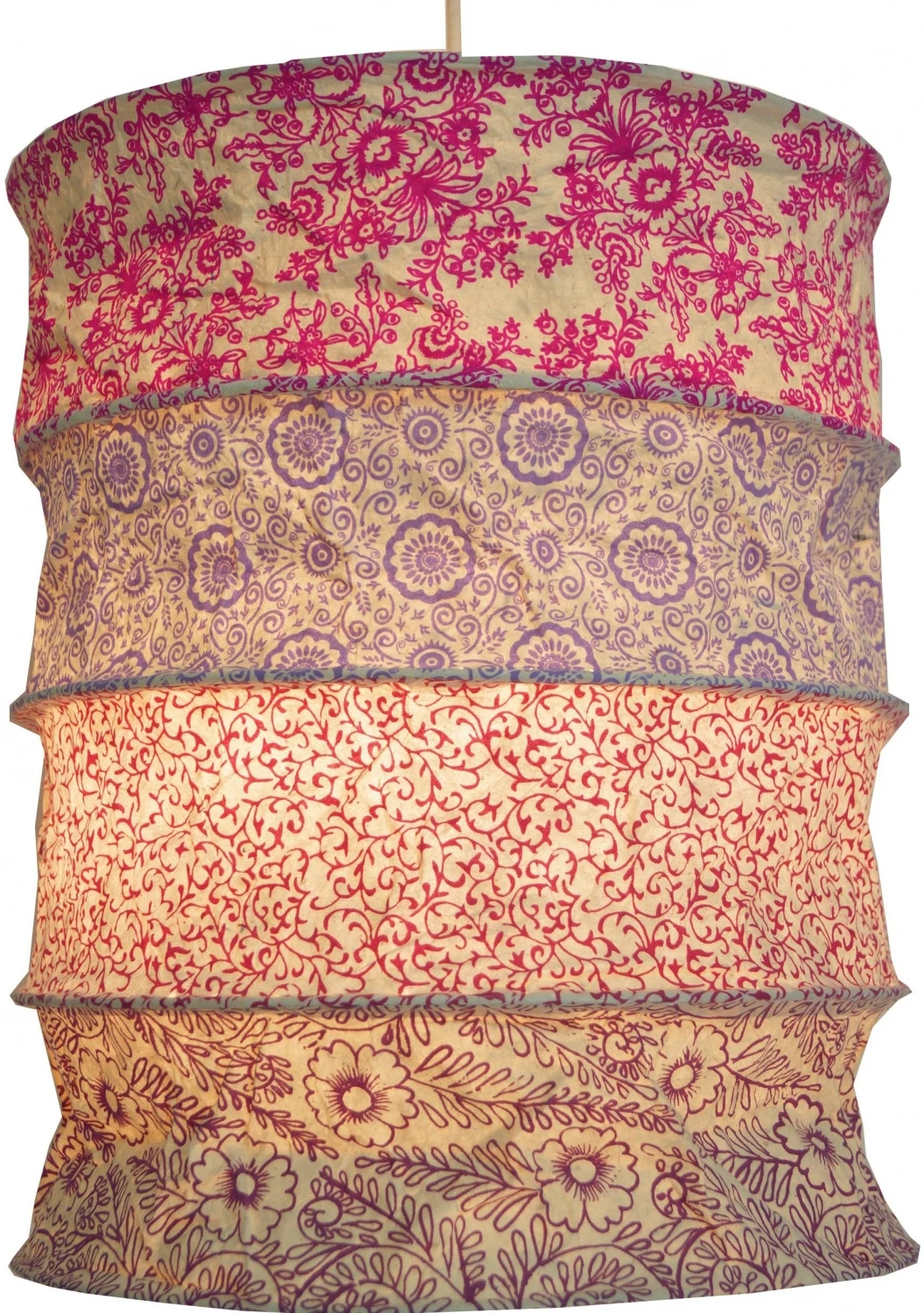 Runde Boho Papier Hängelampe, Lokta Papierlampenschirm Kailash, Handgeschöpftes Papier - Pink/lila - 35x28x28 Cm 3 Runde Boho Papier Hängelampe, Lokta Papierlampenschirm Kailash, Handgeschöpftes Papier - Pink/lila - 35x28x28 Cm