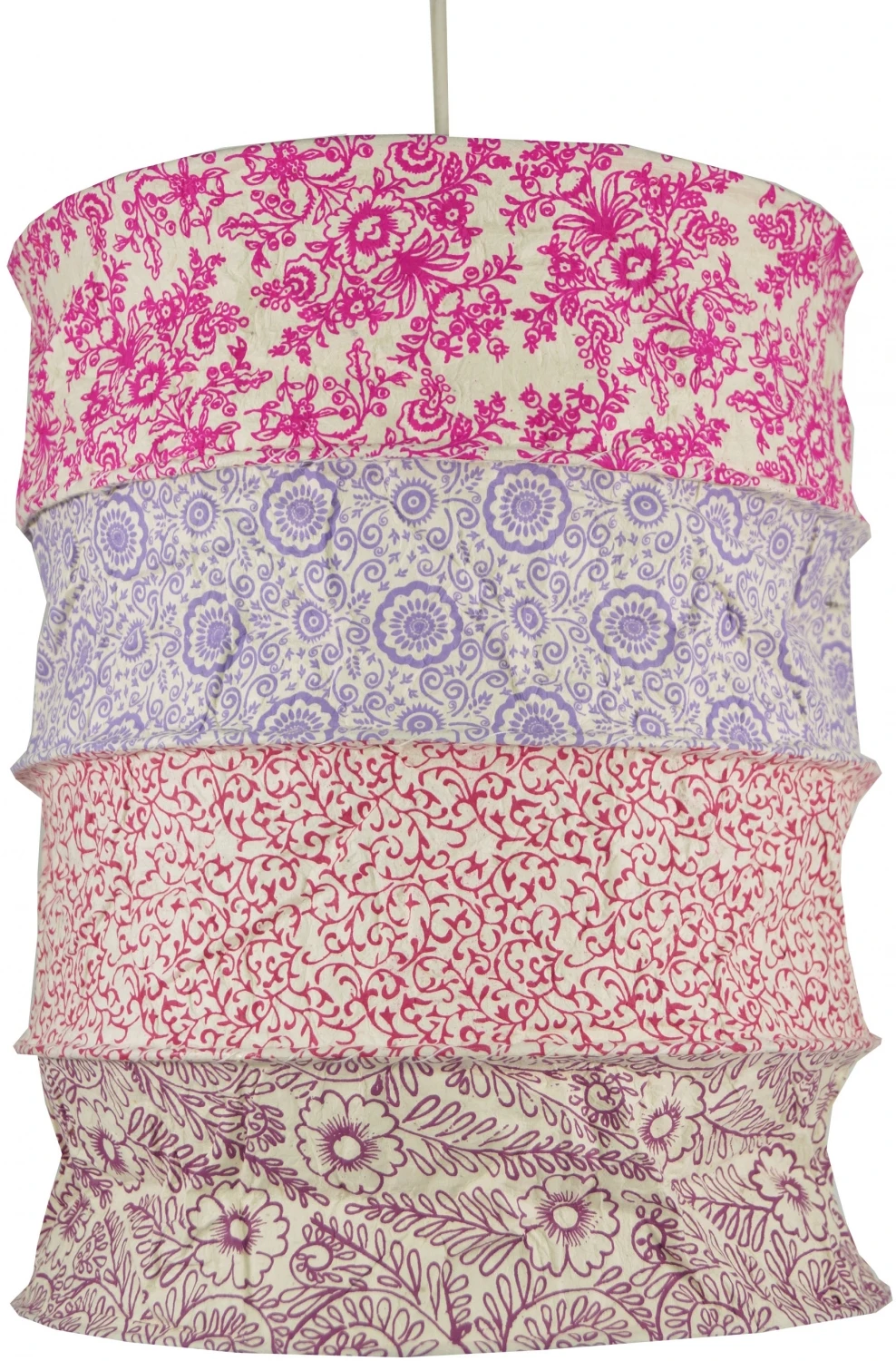 Runde Boho Papier Hängelampe, Lokta Papierlampenschirm Kailash, Handgeschöpftes Papier - Pink/lila - 35x28x28 Cm 4 Runde Boho Papier Hängelampe, Lokta Papierlampenschirm Kailash, Handgeschöpftes Papier - Pink/lila - 35x28x28 Cm – Bild 2