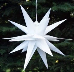 Wetterfester Faltbarer 3D Außenstern Ø 55 Cm Inkl. Leuchtmittel, 7 M Kabel, Popup Stern Aus Stabiler Plastik Für Garten &amp; Balkon - Faltstern Weiß -Laden Für Heimbeleuchtung 9 18dsc08324 4