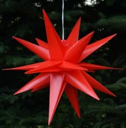 Wetterfester Faltbarer 3D Außenstern Ø 55 Cm Inkl. Leuchtmittel, 7 M Kabel, Popup Stern Aus Stabiler Plastik Für Garten &amp; Balkon - Faltstern Rot -Laden Für Heimbeleuchtung 9 18dsc08338 3