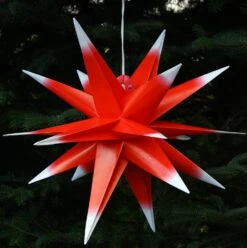 3D Außenstern Kaspar, Weihnachtsstern, Faltstern Mit 18 Spitzen Incl. 7 M Kabel &amp; LED Leuchtmittel - Ø 55 Cm Trafo Rot/weiß -Laden Für Heimbeleuchtung 9 18dsc08348 2