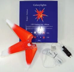 Wetterfester Faltbarer 3D Außenstern Ø 55 Cm Inkl. Leuchtmittel, 7 M Kabel, Popup Stern Aus Stabiler Plastik Für Garten &amp; Balkon - Faltstern Rot/weiß -Laden Für Heimbeleuchtung 9 18dsc08369