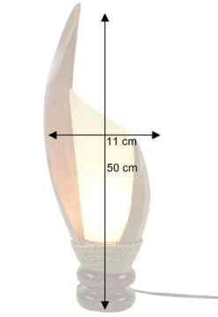 Palmenblatt Tischlampe / Tischleuchte, In Bali Handgemacht Aus Naturmaterial, Palmholz - Modell Palmera 5 - 50x11x17 Cm -Laden Für Heimbeleuchtung bemassung 10975
