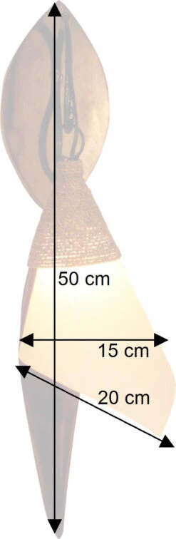 Palmenblatt Wandlampe / Wandleuchte, In Bali Handgefertigt Aus Naturmaterial, Palmholz - Modell Bandurina - 50x15x20 Cm -Laden Für Heimbeleuchtung bemassung 13133