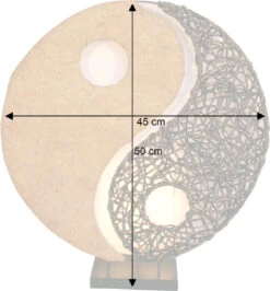 Tischlampe / Tischleuchte Yin &amp; Yang, In Bali Handgemacht Aus Naturmaterial, Sisal, Rattan - 50x45x18 Cm -Laden Für Heimbeleuchtung bemassung 13136