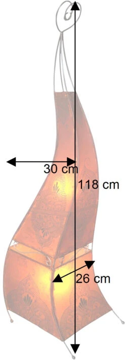 Hennalampe, Leder Stehlampe / Stehleuchte - Mauretania 118 Cm Rot -Laden Für Heimbeleuchtung bemassung 15006