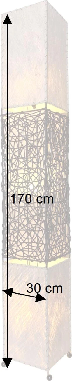 Stehlampe / Stehleuchte, In Bali Handgemacht Aus Naturmaterial, Kokosfaser, Rattan - Modell Sumatra Hell - 170x30x30 Cm -Laden Für Heimbeleuchtung bemassung 15028