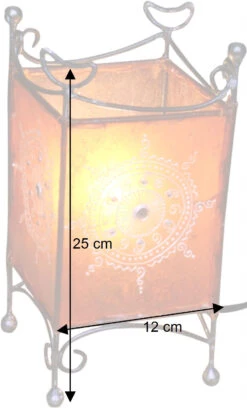 Hennalampe - Leder Tischlampe / Tischleuchte Madras - Gelb - 25x12x12 Cm -Laden Für Heimbeleuchtung bemassung 16171