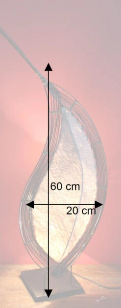 Tischlampe / Tischleuchte, In Bali Handgemacht Aus Naturmaterial, Kokosfaser - Modell Orphelia - 60x20x18 Cm -Laden Für Heimbeleuchtung bemassung 16350