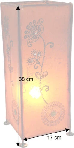 Hennalampe, Leder Tischlampe / Tischleuchte - Modell Agra - 38x17x17 Cm -Laden Für Heimbeleuchtung bemassung 17854