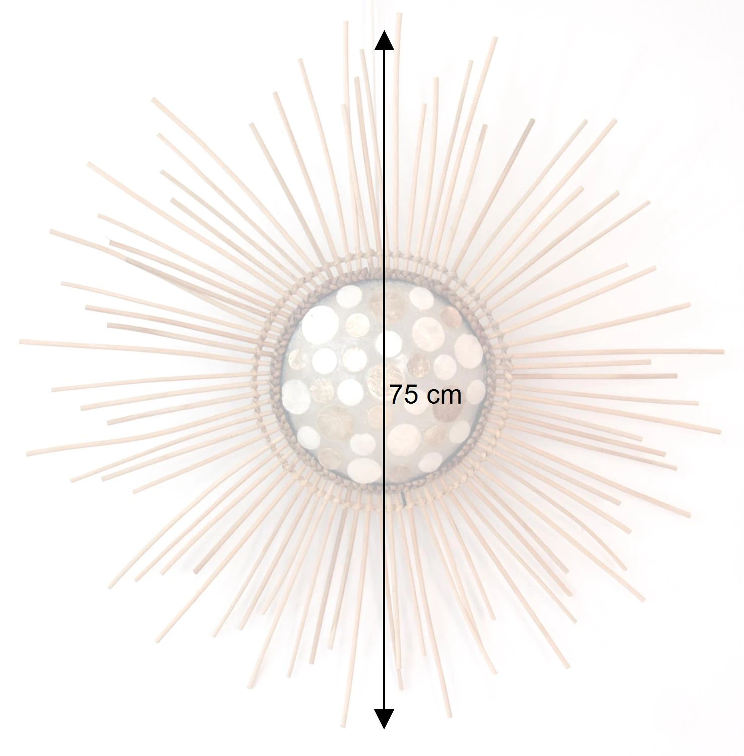 Wandlampe / Wandleuchte, In Bali Handgefertigt Aus Naturmaterial, Rattan, Capiz / Perlmutt - Modell Lakkadiva - 75x75x15 Cm 5 Wandlampe / Wandleuchte, In Bali Handgefertigt Aus Naturmaterial, Rattan, Capiz / Perlmutt - Modell Lakkadiva - 75x75x15 Cm – Bild 3