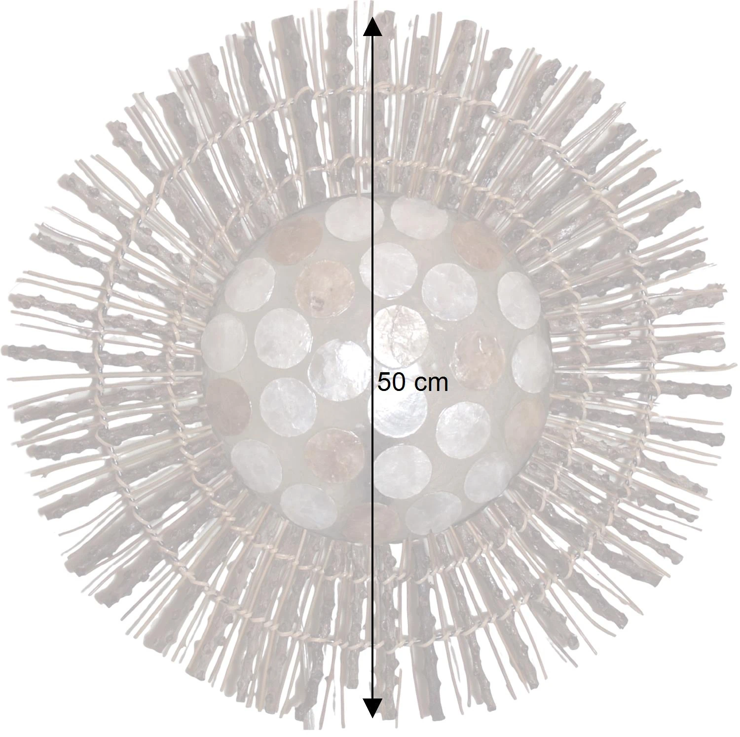 Wandlampe / Wandleuchte, In Bali Handgefertigt Aus Naturmaterial, Capiz, Perlmutt Plättchen - Modell Tamino Wall - 50x50x15 Cm 5 Wandlampe / Wandleuchte, In Bali Handgefertigt Aus Naturmaterial, Capiz, Perlmutt Plättchen - Modell Tamino Wall - 50x50x15 Cm – Bild 3