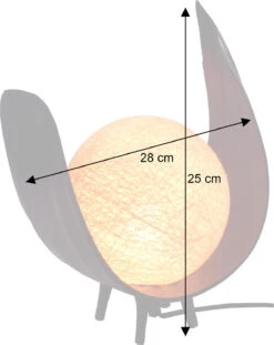 Palmenblatt Tischlampe / Tischleuchte, In Bali Handgemacht Aus Naturmaterial, Palmholz - Modell Sophia - 25x28x18 Cm -Laden Für Heimbeleuchtung bemassung 20730