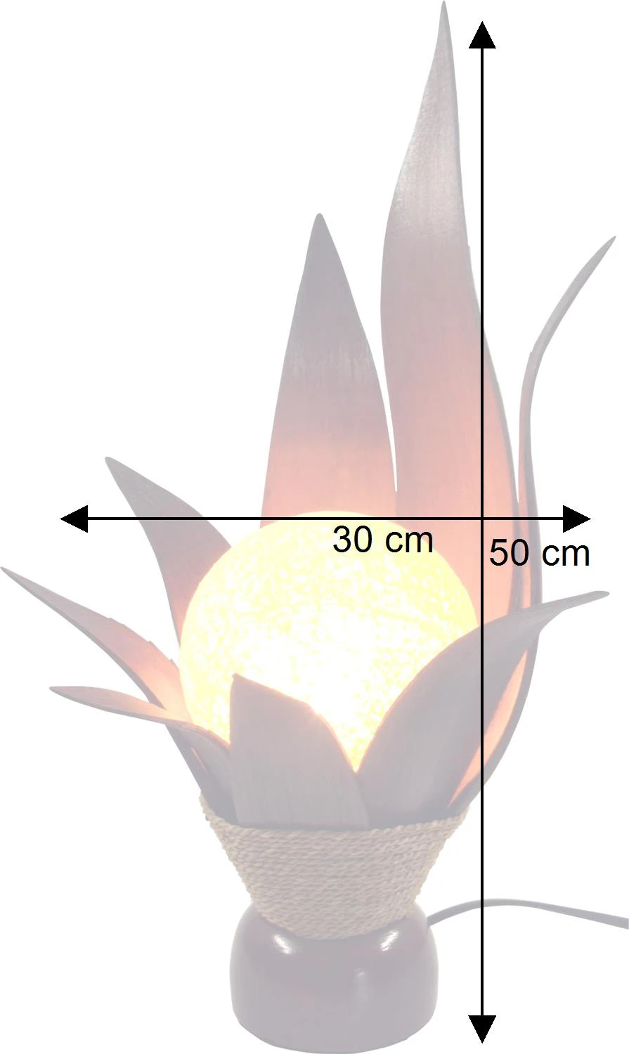 Palmenblatt Lotus Tischlampe / Tischleuchte, In Bali Handgemacht Aus Naturmaterial, Palmholz - Modell Orania - 50x30x25 Cm 5 Palmenblatt Lotus Tischlampe / Tischleuchte, In Bali Handgemacht Aus Naturmaterial, Palmholz - Modell Orania - 50x30x25 Cm – Bild 3