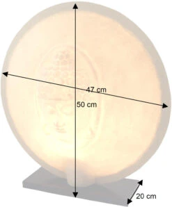 Tischlampe / Tischleuchte Nirwana, Handgemacht In Bali, Fiberglas - Modell Buddha - 50x47x20 Cm -Laden Für Heimbeleuchtung bemassung 20736