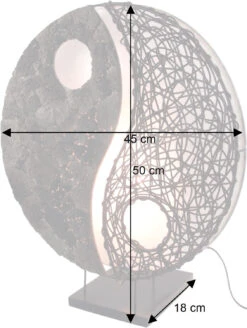 Tischlampe / Tischleuchte, In Bali Handgemacht Aus Naturmaterial, Lavastein - Modell Yin &amp; Yang Stein - 50x45x18 Cm -Laden Für Heimbeleuchtung bemassung 20743