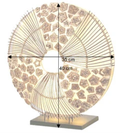 Tischlampe / Tischleuchte, In Bali Handgemacht Aus Naturmaterial, Rattan - Modell Olivea - 40x35x16 Cm -Laden Für Heimbeleuchtung bemassung 20934