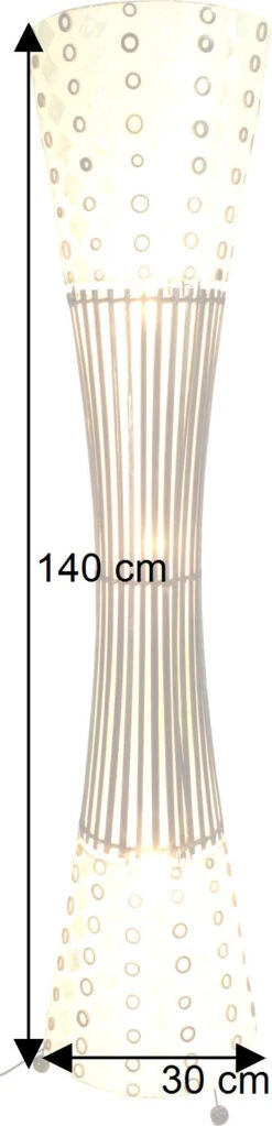 Stehlampe / Stehleuchte, In Bali Handgemacht Aus Naturmaterial, Bambus, Capiz / Perlmutt - Modell Mombasa - 140x30x30 Cm -Laden Für Heimbeleuchtung bemassung 24520