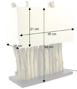 Tischleuchte / Tischlampe Okawango, In Bali Handgemachtes Unikat Aus Naturmaterial, Treibholz, Baumwolle - Modell Okawango - 40x35x16 Cm -Laden Für Heimbeleuchtung bemassung 26039