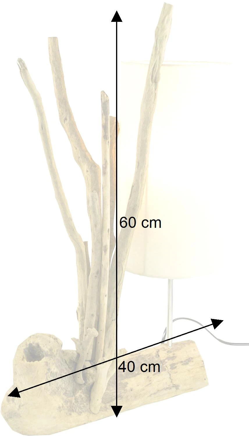 Tischleuchte / Tischlampe, Handgefertigt In Bali, Treibholz, Baumwolle - Modell Madura - 60x40x17 Cm 5 Tischleuchte / Tischlampe, Handgefertigt In Bali, Treibholz, Baumwolle - Modell Madura - 60x40x17 Cm – Bild 3