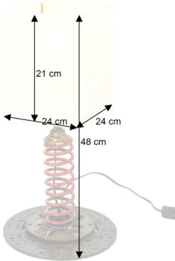 Tischlampe / Tischleuchte, Upcycling Lichtobjekt Aus Altmetall - Modell Motola - 48x24x24 Cm -Laden Für Heimbeleuchtung bemassung 35283