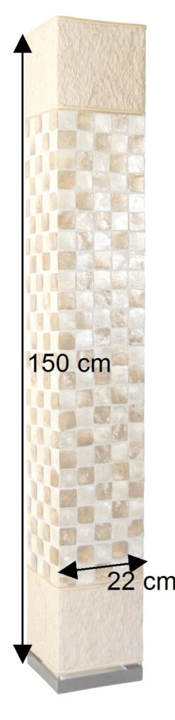 Stehlampe / Stehleuchte, In Bali Handgemacht Aus Naturmaterial, Kokosfaser, Capiz / Perlmutt - Modell Caracas - 150x22x22 Cm -Laden Für Heimbeleuchtung bemassung 35654