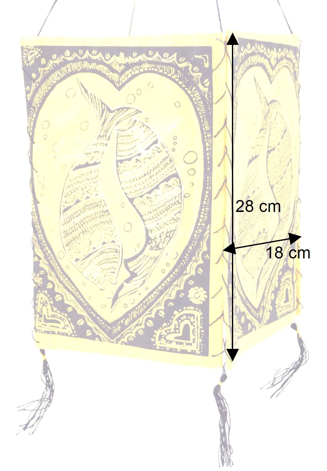 Lokta Papier Hänge Lampenschirm, Deckenleuchte Aus Handgeschöpftem Papier - Lucky Fish Gelb - 28x18x18 Cm 6 Lokta Papier Hänge Lampenschirm, Deckenleuchte Aus Handgeschöpftem Papier - Lucky Fish Gelb - 28x18x18 Cm – Bild 4