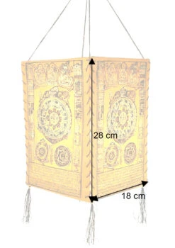 Lokta Papier Hänge Lampenschirm, Deckenleuchte Aus Handgeschöpftem Papier - Mandala Gelb - 28x18x18 Cm -Laden Für Heimbeleuchtung bemassung 37360