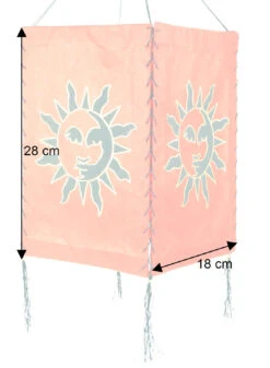 Lokta Papier Hänge Lampenschirm, Deckenleuchte Aus Handgeschöpftem Papier - Sonne 1 Rot - 28x18x18 Cm -Laden Für Heimbeleuchtung bemassung 37361