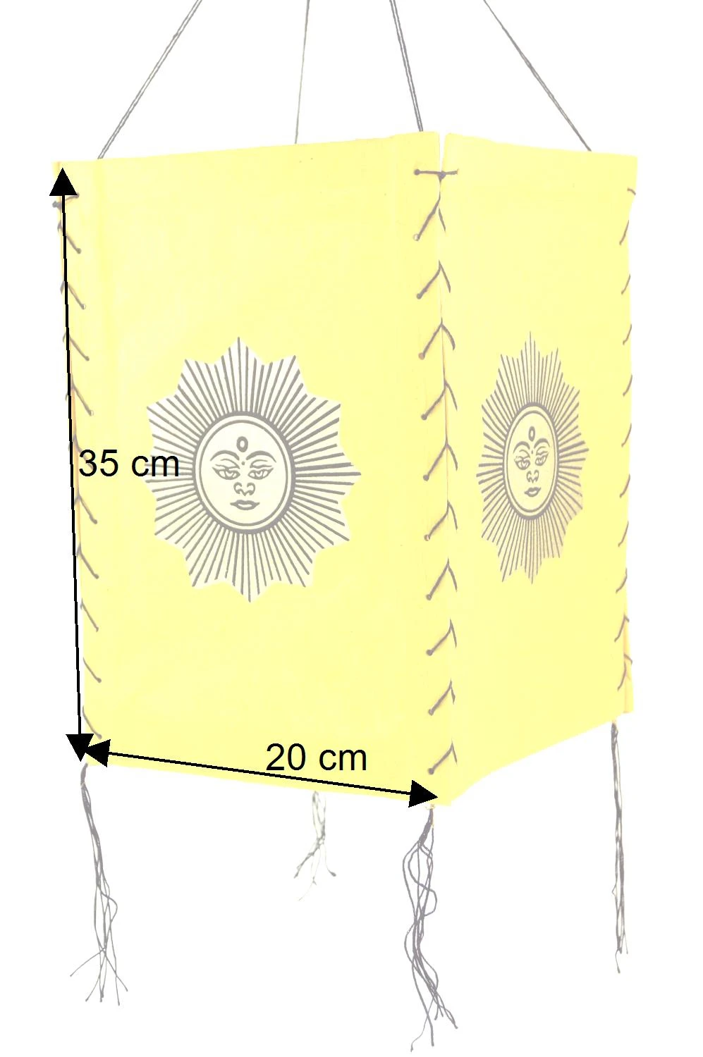 Lokta Papier Hänge Lampenschirm, Deckenleuchte Aus Handgeschöpftem Papier - Lucky Sonne Gelb - 35x20x20 Cm 7 Lokta Papier Hänge Lampenschirm, Deckenleuchte Aus Handgeschöpftem Papier - Lucky Sonne Gelb - 35x20x20 Cm – Bild 5