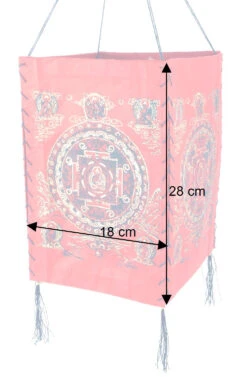 Lokta Papier Hänge Lampenschirm, Deckenleuchte Aus Handgeschöpftem Papier - Buddha Mandala Rot - 28x18x18 Cm -Laden Für Heimbeleuchtung bemassung 37820