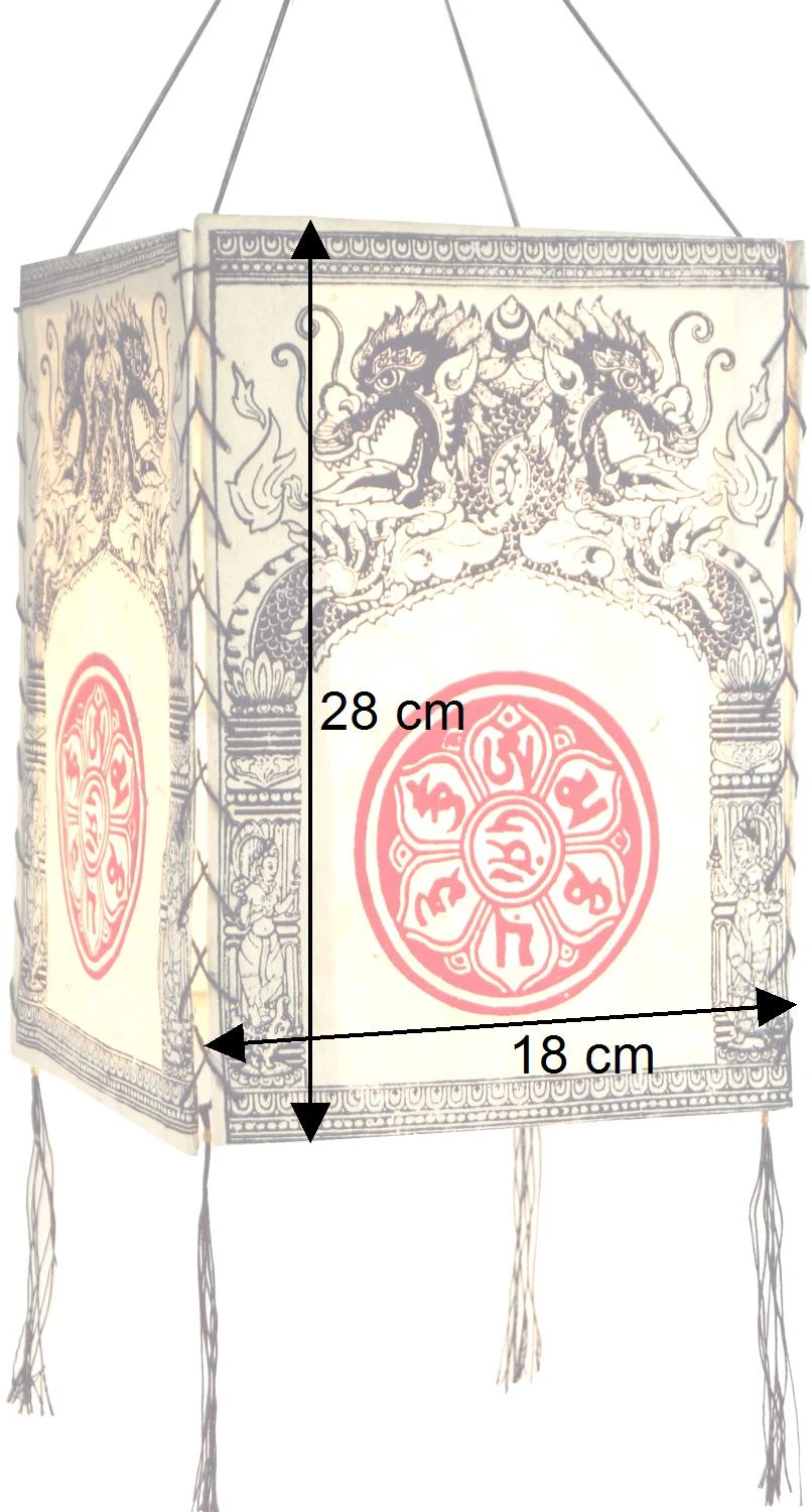 Lokta Papier Hänge Lampenschirm, Deckenleuchte Aus Handgeschöpftem Papier - Drachen Mandala Weiß - 28x18x18 Cm 5 Lokta Papier Hänge Lampenschirm, Deckenleuchte Aus Handgeschöpftem Papier - Drachen Mandala Weiß - 28x18x18 Cm – Bild 3