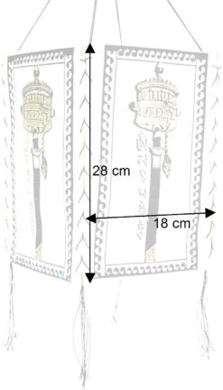 Lokta Papier Hänge Lampenschirm, Deckenleuchte Aus Handgeschöpftem Papier, Gebetsmühle - Weiß - 28x18x18 Cm -Laden Für Heimbeleuchtung bemassung 37848