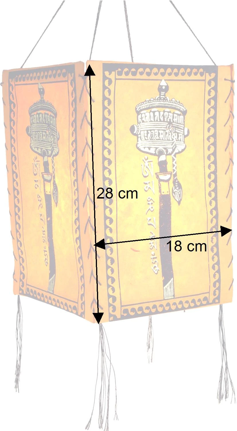 Lokta Papier Hänge Lampenschirm, Deckenleuchte Aus Handgeschöpftem Papier, Gebetsmühle - Orange - 28x18x18 Cm 6 Lokta Papier Hänge Lampenschirm, Deckenleuchte Aus Handgeschöpftem Papier, Gebetsmühle - Orange - 28x18x18 Cm – Bild 4