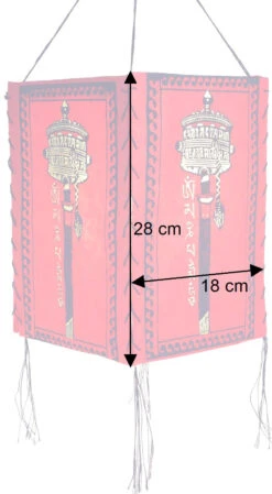 Lokta Papier Hänge Lampenschirm, Deckenleuchte Aus Handgeschöpftem Papier, Gebetsmühle - Rot - 28x18x18 Cm -Laden Für Heimbeleuchtung bemassung 37851