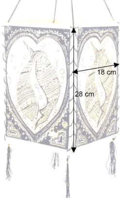 Lokta Papier Hänge Lampenschirm, Deckenleuchte Aus Handgeschöpftem Papier - Lucky Fish Weiß - 28x18x18 Cm -Laden Für Heimbeleuchtung bemassung 38180
