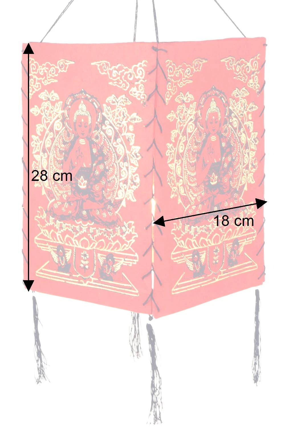 Lokta Papier Hänge Lampenschirm, Deckenleuchte Aus Handgeschöpftem Papier - Buddha 2 Rot - 28x18x18 Cm 6 Lokta Papier Hänge Lampenschirm, Deckenleuchte Aus Handgeschöpftem Papier - Buddha 2 Rot - 28x18x18 Cm – Bild 4