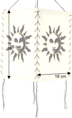 Lokta Papier Hänge Lampenschirm, Deckenleuchte Aus Handgeschöpftem Papier - Sonne 1 Weiß - 28x18x18 Cm -Laden Für Heimbeleuchtung bemassung 38189