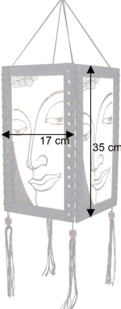 Thai Deko Hängeleuchte, Stimmungsleuchte Aus Holz &amp; Handgeschöpftem Papier - Buddha/weiß - 35x17x17 Cm -Laden Für Heimbeleuchtung bemassung 39169