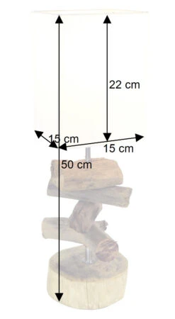 Tischleuchte / Tischlampe Salamanca, Treibholz, Baumwolle, In Bali Handgemacht Aus Naturmaterial - Modell Salamanca - 50x15x15 Cm -Laden Für Heimbeleuchtung bemassung 39328