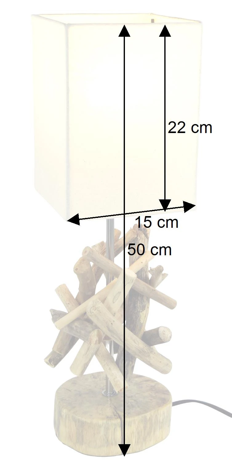 Tischleuchte / Tischlampe Bilbao, Treibholz, Baumwolle, In Bali Handgemacht Aus Naturmaterial - Modell Bilbao - 50x15x15 Cm 6 Tischleuchte / Tischlampe Bilbao, Treibholz, Baumwolle, In Bali Handgemacht Aus Naturmaterial - Modell Bilbao - 50x15x15 Cm – Bild 4