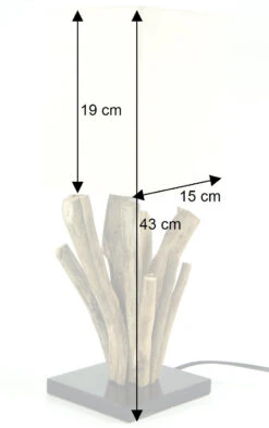 Tischleuchte / Tischlampe Vigo, Treibholz, Baumwolle, In Bali Handgemacht Aus Naturmaterial - Modell Vigo - 43x15x15 Cm 9 Tischleuchte / Tischlampe Vigo, Treibholz, Baumwolle, In Bali Handgemacht Aus Naturmaterial - Modell Vigo - 43x15x15 Cm -Laden Für Heimbeleuchtung bemassung 39334