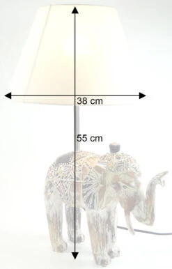 Tischlampe / Tischleuchte, In Bali Handgemacht Aus Naturmaterial - Modell Elefant - 55x38x30 Cm -Laden Für Heimbeleuchtung bemassung 39338
