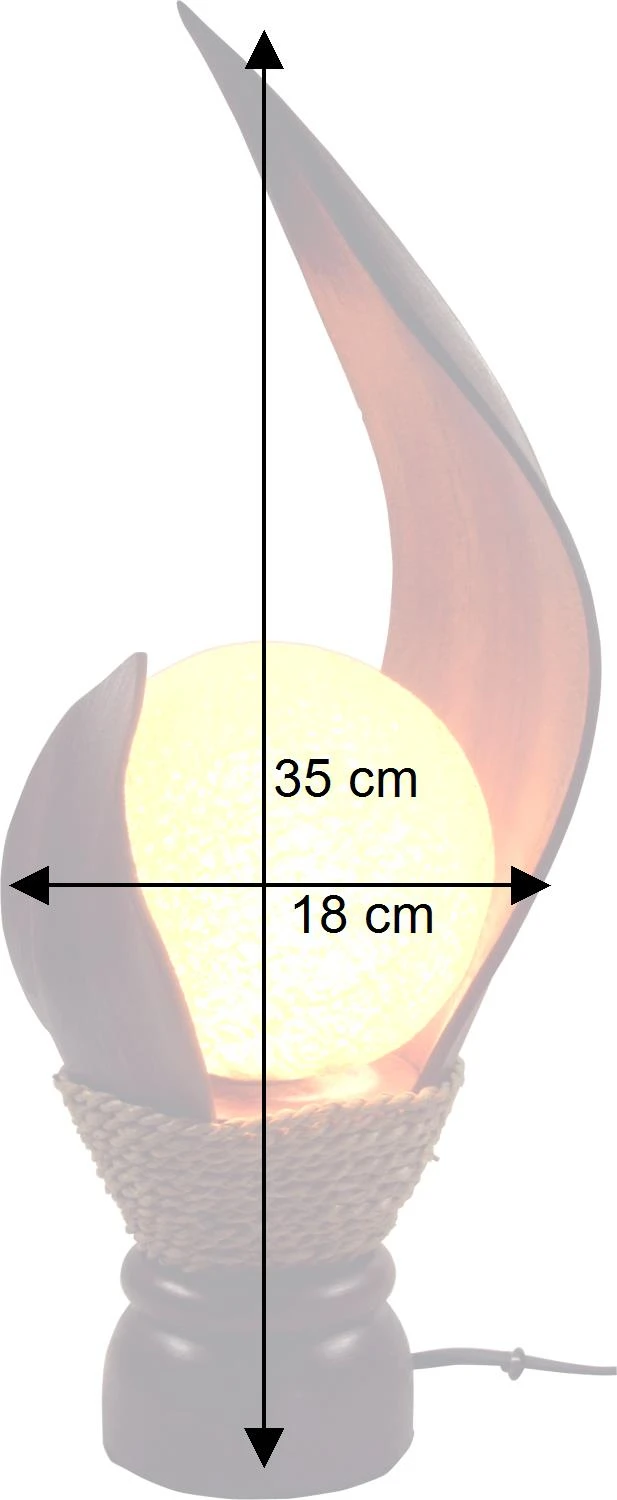 Palmenblatt Tischlampe / Tischleuchte, In Bali Handgemacht Aus Naturmaterial, Palmholz - Modell Livia2 - 35x18x18 Cm 5 Palmenblatt Tischlampe / Tischleuchte, In Bali Handgemacht Aus Naturmaterial, Palmholz - Modell Livia2 - 35x18x18 Cm – Bild 3