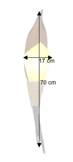 Palmenblatt Wandlampe / Wandleuchte, In Bali Handgefertigt Aus Naturmaterial, Palmholz - Modell Palmena - 70x17x20 Cm -Laden Für Heimbeleuchtung bemassung 41702