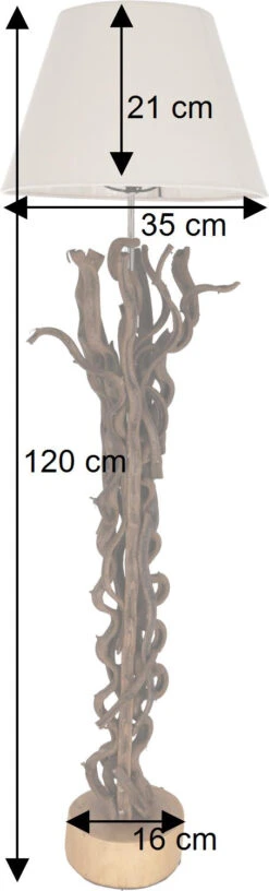 Stehlampe / Stehleuchte, In Bali Handgefertigt Aus Naturmaterial, Holz, Baumwolle - Modell Jade 120 - 120x35x35 Cm -Laden Für Heimbeleuchtung bemassung 42772