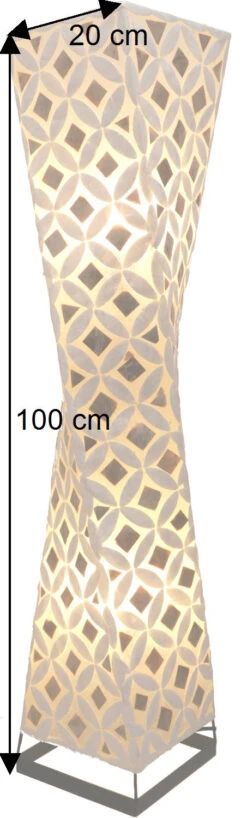 Stehlampe / Stehleuchte, In Bali Handgemacht Aus Naturmaterial, Capiz / Perlmutt - Modell Tango - 100x20x20 Cm -Laden Für Heimbeleuchtung bemassung 47211